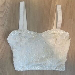 Elegant Cream Beaded Bustier Top